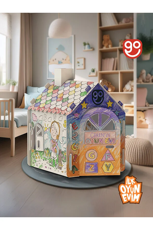 İlk Oyun Evim Xxl Boy Dayanıklı Karton Boyama Aktivite Evi Boyanabilir Karton Çadır boyama evi